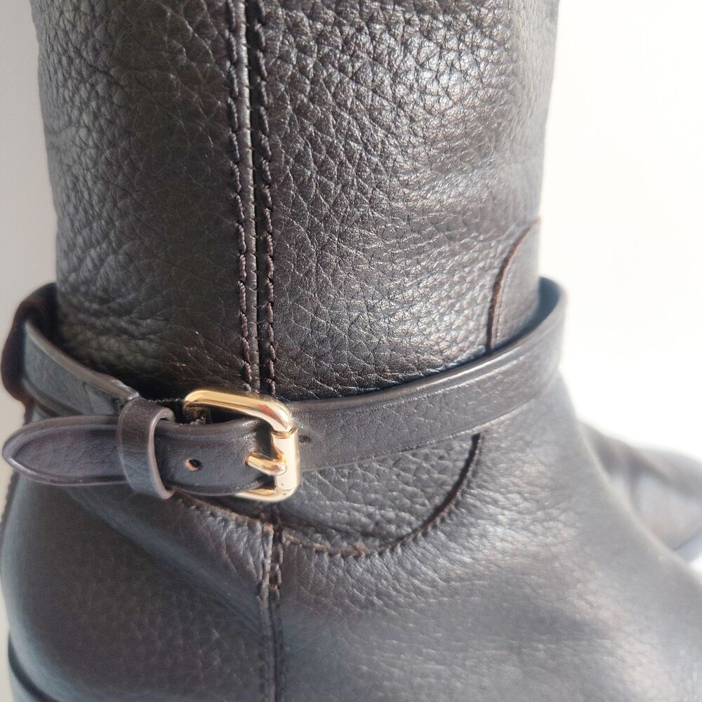 Coach Brown Leather Knee High Boots Rich Dark Chocolate Brown Real COACH Boots - Picture 8 of 16
